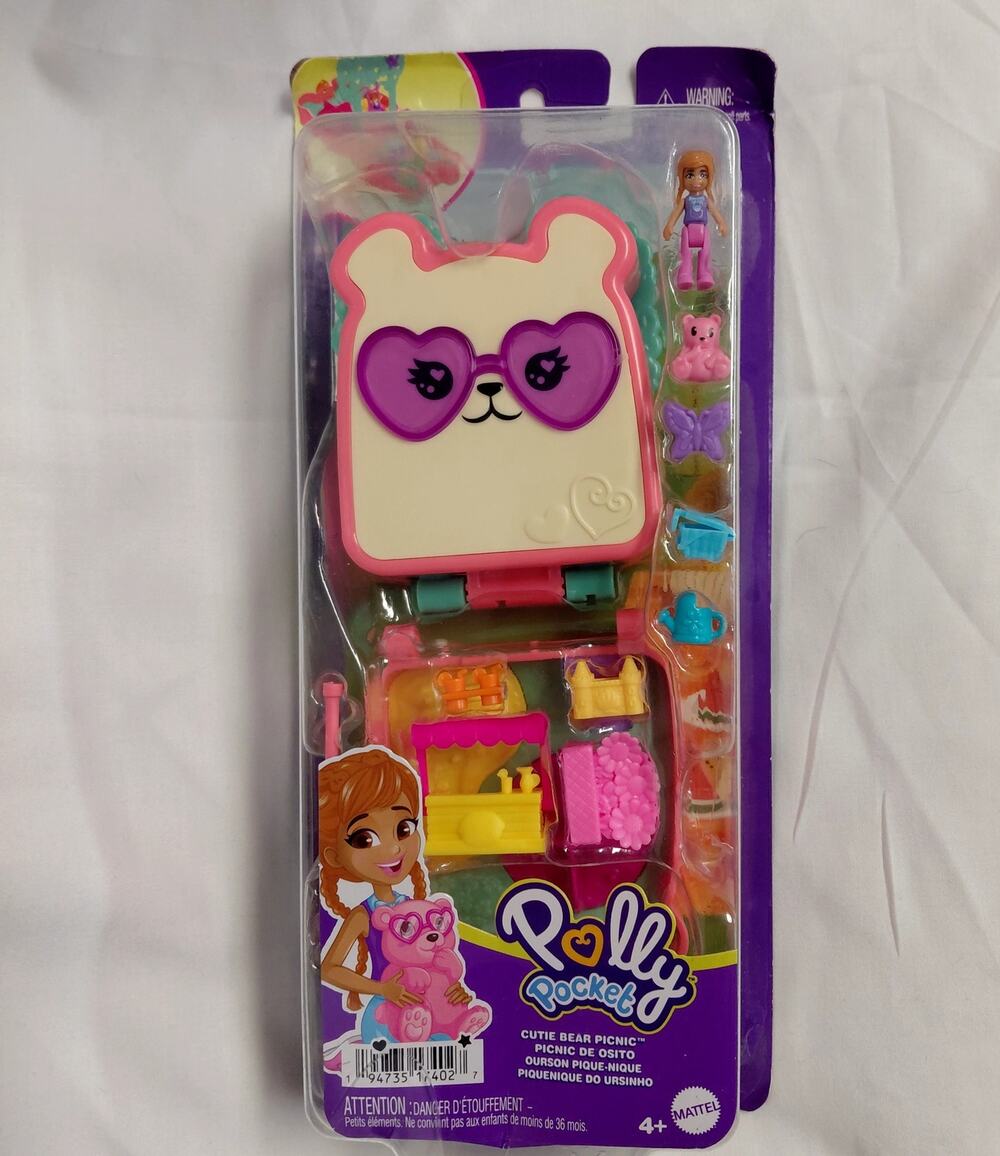 Copied - Polly Pocket Cutie Bear Picnic Mini Playset with 1 Micro Doll NWT